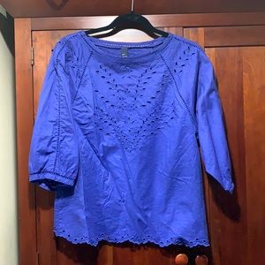 Royal blue eyelet 3/4 sleeve Gap blouse
